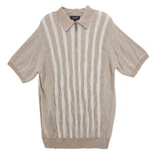PELETTI Vintage Beige/Golden 1/4 Zip Men's Polo Shirt Size: XL
